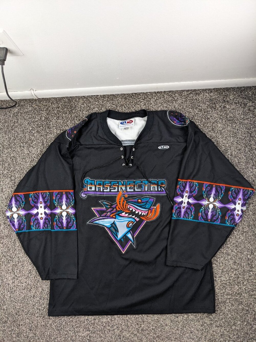 Bassnectar San Jose Sharks Jersey Los Tiburones Athletic Knit EDM Mens Large